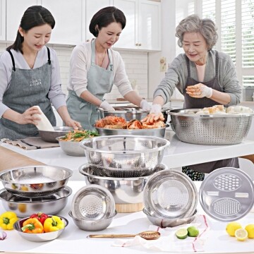 [올스텐] 킹스텐 대야세트 10종 스텐 믹싱볼 스텐대야 채반 스텐다라이 스테인레스 양푼이